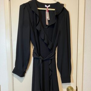 NWT PARKER PAULINE RUFFLED LINED WRAP MINI DRESS SZ 8